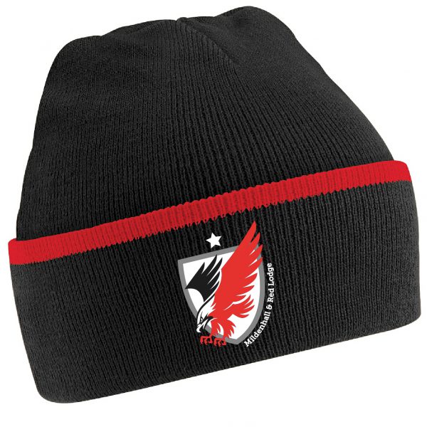Beanie, black with red